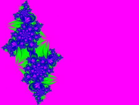 Blue fractal flower greeting card with pink background.の写真素材