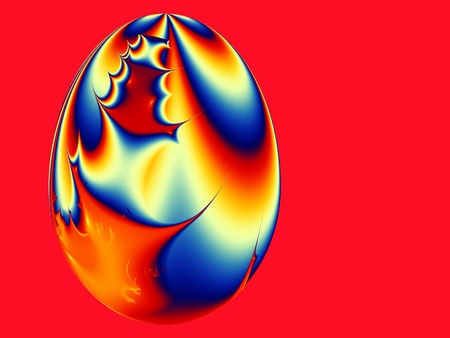 Colorful Easter egg on pink backgroundの写真素材
