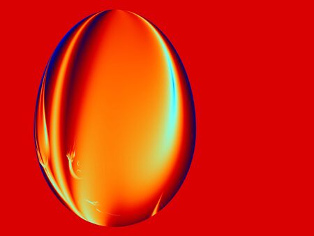 Colorful Easter egg on red bankground.の写真素材