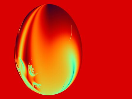 Colorful Easter egg on red backgroundの写真素材