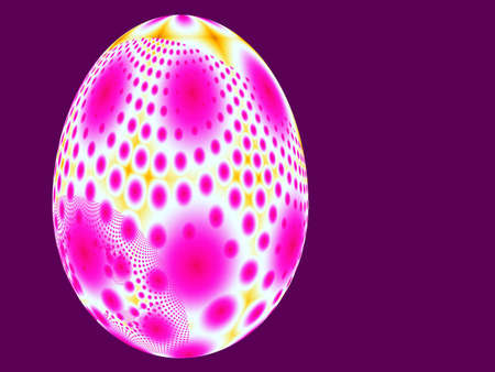 Purple and white Easter egg on purple background.の写真素材