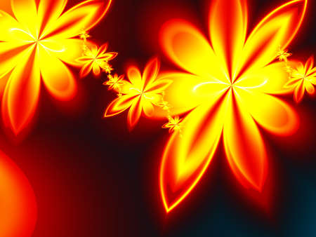 Yellow and red fractal flowers backgrounの写真素材