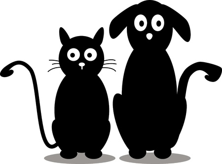 beauty cat and dog silhouetteのイラスト素材