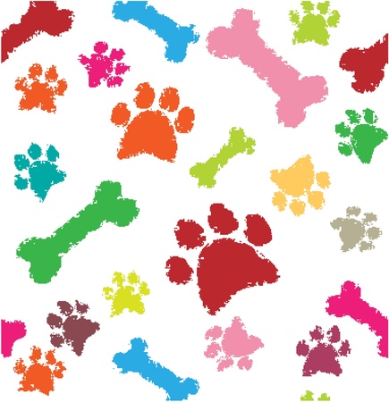 Background with dog paw print and bone のイラスト素材