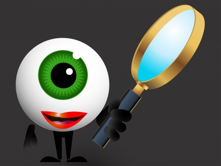 illustration of the eye detective with magnifying glassのイラスト素材