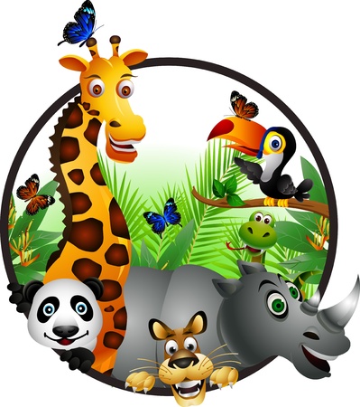 Wild African animal cartoonのイラスト素材