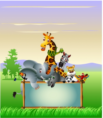 Wild African animal cartoon のイラスト素材