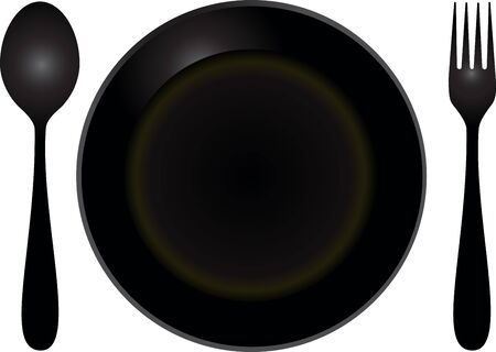 spoons, dishes and forksのイラスト素材