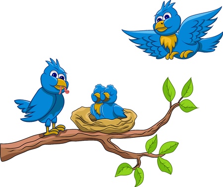 Loving bird feedingのイラスト素材
