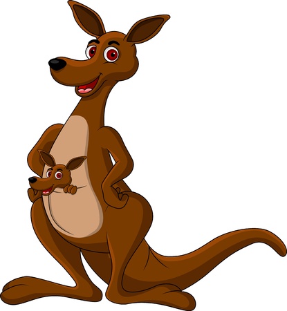 Mother kangaroo with her baby のイラスト素材
