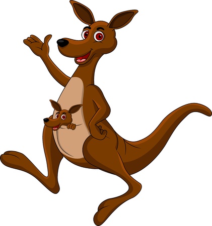 Mother kangaroo with her baby のイラスト素材
