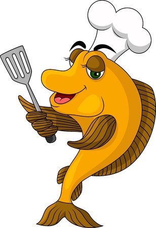 cartoon cook fishのイラスト素材