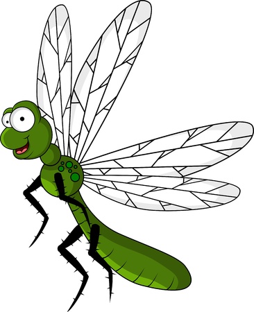funny green dragonfly cartoonのイラスト素材