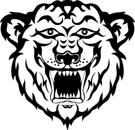 tiger head black and white tattoo tribalのイラスト素材