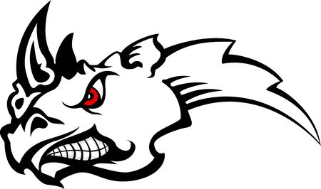 angry rhino head tattooのイラスト素材