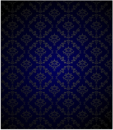 illustration of Seamless Damask wallpaper with blue colorのイラスト素材