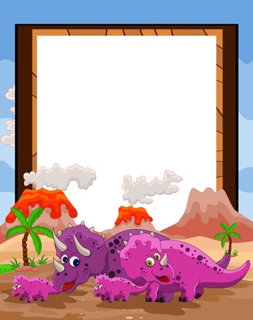 family dinosaur with blank signのイラスト素材