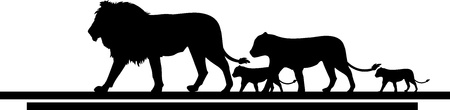 illustration of family lion tripのイラスト素材