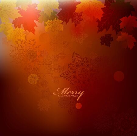 beauty christmas card background with autumn and snowflakeのイラスト素材