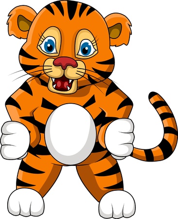 cute young tiger cartoon expressionのイラスト素材