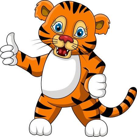 cute young tiger cartoon expressionのイラスト素材