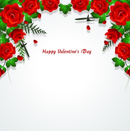 red roses with leaves backgroundのイラスト素材