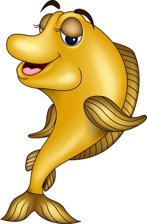 funny yellow fish cartoonのイラスト素材