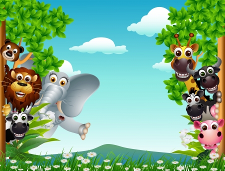 funny animal cartoon collection のイラスト素材