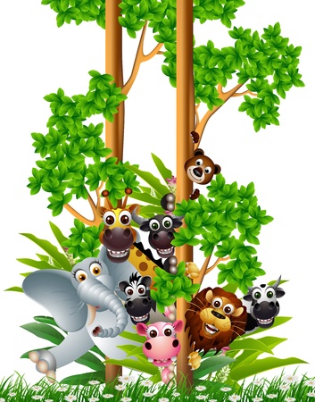 funny animal cartoon collection のイラスト素材