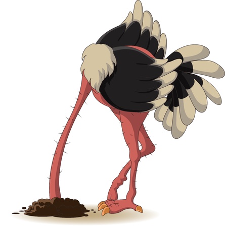 ostrich has buried a head in land のイラスト素材