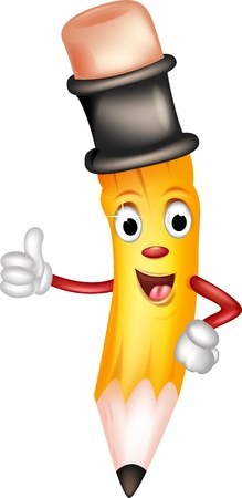 cute yellow pencil cartoonのイラスト素材