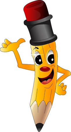 cute yellow pencil cartoonのイラスト素材
