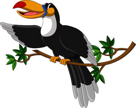 cute toucan sitting on treeのイラスト素材