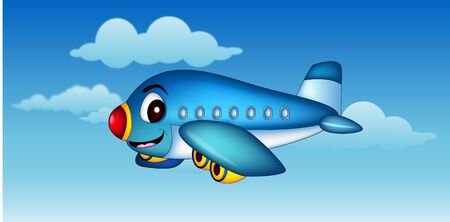 cartoon airplane flyingのイラスト素材