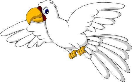 white parrot cartoon flyingのイラスト素材