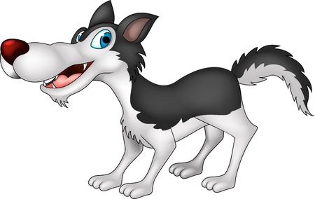 vector illustration of cute wolf cartoonのイラスト素材