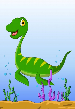 dinosaur cartoon on the waterのイラスト素材