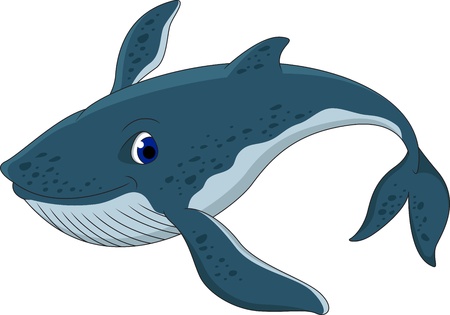 cute blue whale cartoonのイラスト素材