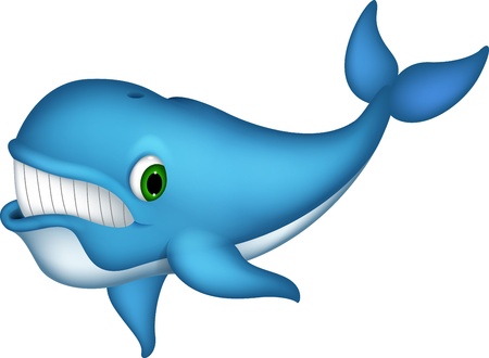 cute blue whale cartoonのイラスト素材