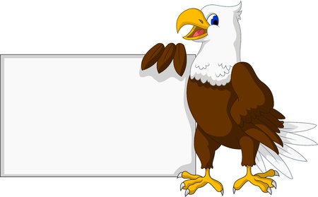 eagle cartoon with blank signのイラスト素材