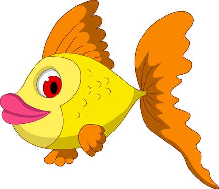 cute yellow fish cartoonのイラスト素材