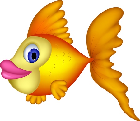 Cute yellow fish cartoonのイラスト素材