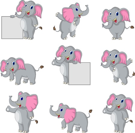 cute elephant cartoon collectionのイラスト素材