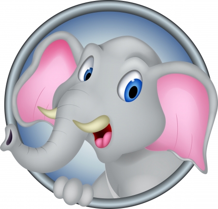 cute head elephant cartoonのイラスト素材