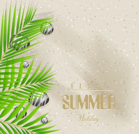 Summer holidays vector background with sand beach and palm treeのイラスト素材
