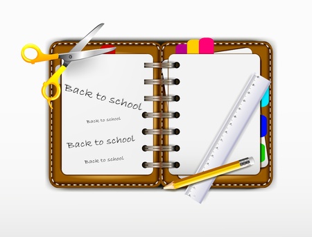 notepad for you design with ruler and scissorsのイラスト素材