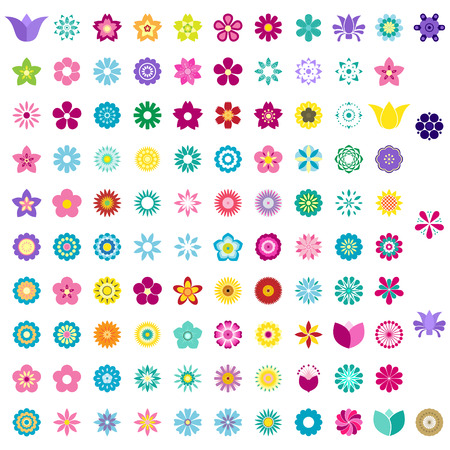 set of colorful flower iconsのイラスト素材