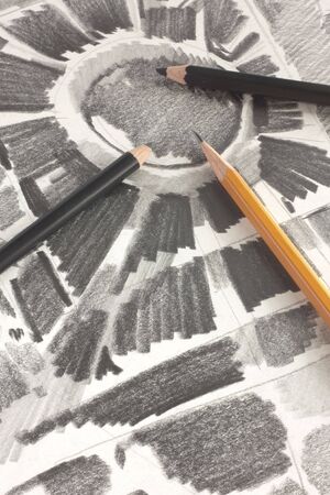 Drawing by graphite pencilの写真素材