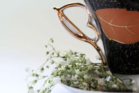 A cup of coffee. Over whiteの写真素材