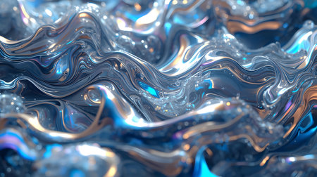 Abstract, dynamic composition of flowing liquid metal.の素材